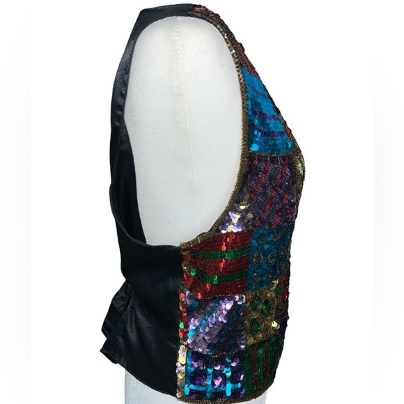 Modi Vintage Fully Sequined & Beaded Funky Festival Disco Silk Vest & Short Set - Picture 2 of 13